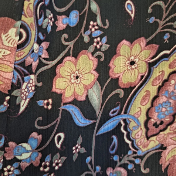 Jaclyn Smith Black Multicolor Paisley Floral Flowy Midi Skirt Size Large - Picture 4 of 8